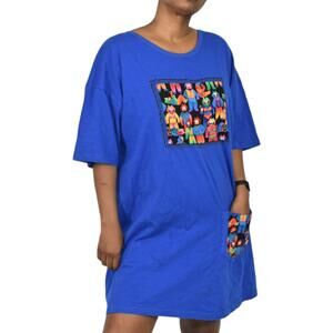 Vintage Sun TanGo Coverup Blue Long Shirt Resort Dress Tacky Bikini Cat One Size